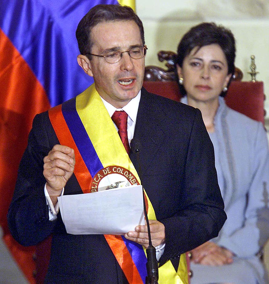 Alvaro Uribe after his swearing in President