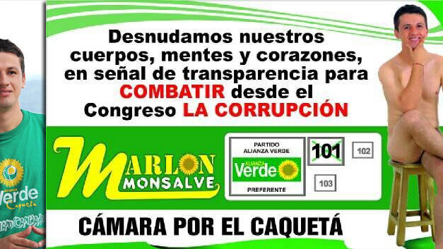 South Colombia congressional candidate strips naked on election posters