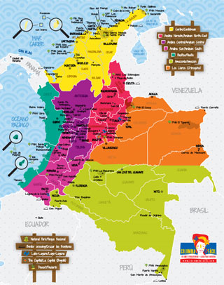 Colombia Facil's regionalized map