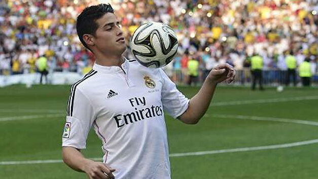 Thousands gather at Real Madrid’s stadium to welcome Colombia’s James Rodriguez