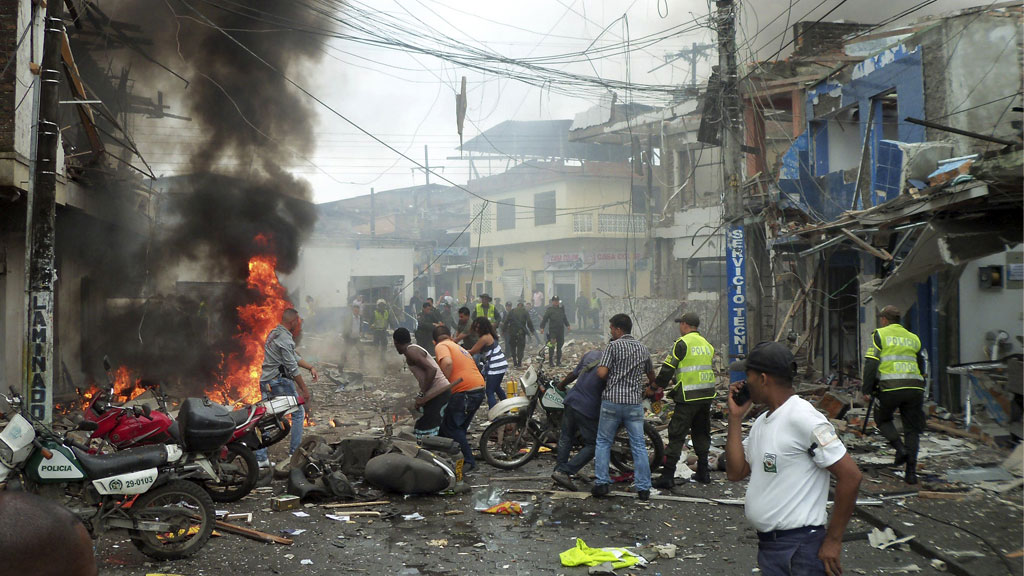 The town of Tumaco after a 2012 FARC bomb attack.
