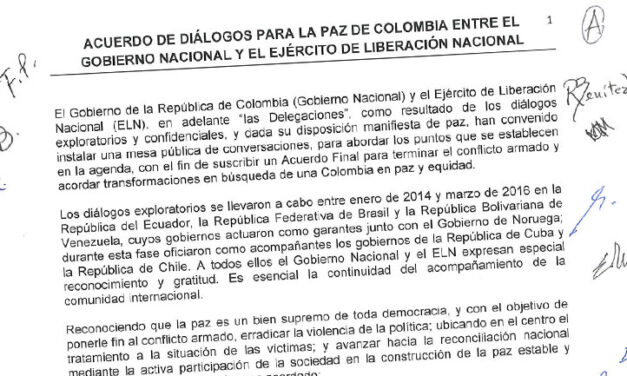 Peace talks deal between Colombia’s government and ELN