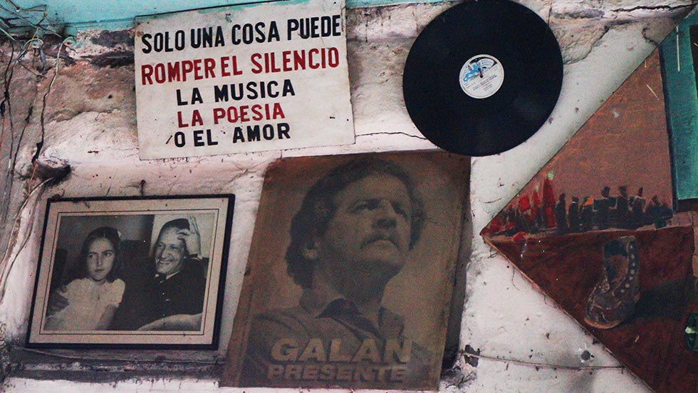 Images of long gone political leaders Joirge Eliecer Gaitan and Luis Carlos Galan (Image credit: Erin Donaldson)