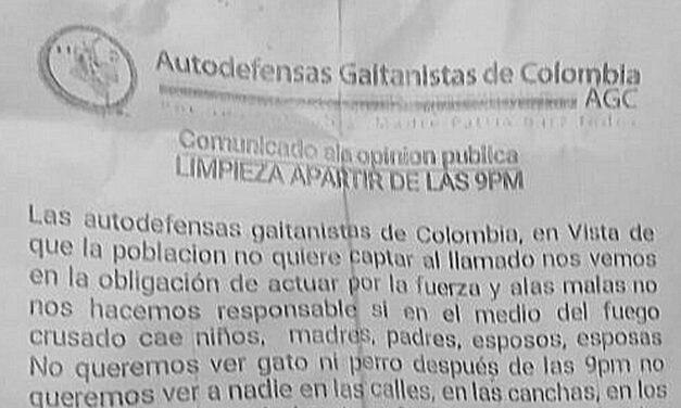 AGC denies imposing paramilitary curfew in former FARC territories