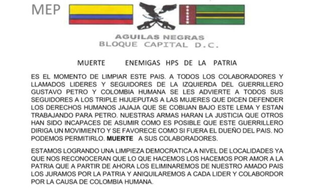 Colombia’s opposition supporters told “the only way left is death”