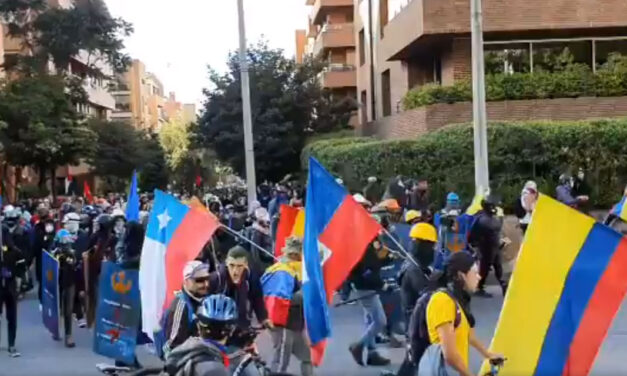 Bogota police violently ends peaceful salute to global protests movements